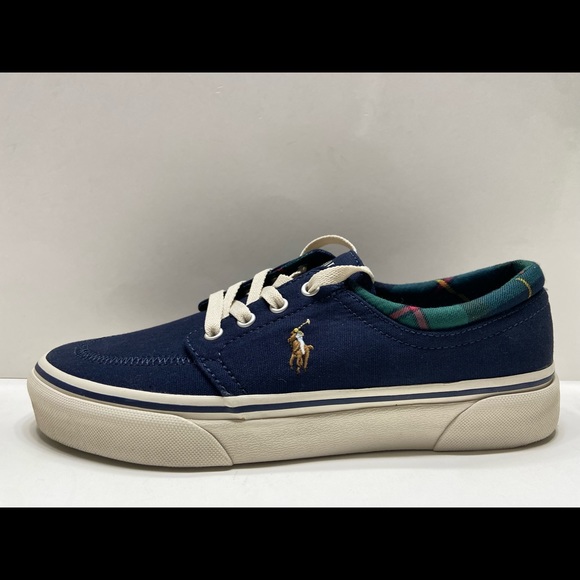 NEW Polo Ralph Lauren Faxon X Men's Lace Up Canvas Sneaker Shoes Navy 7-13 - Picture 7 of 9